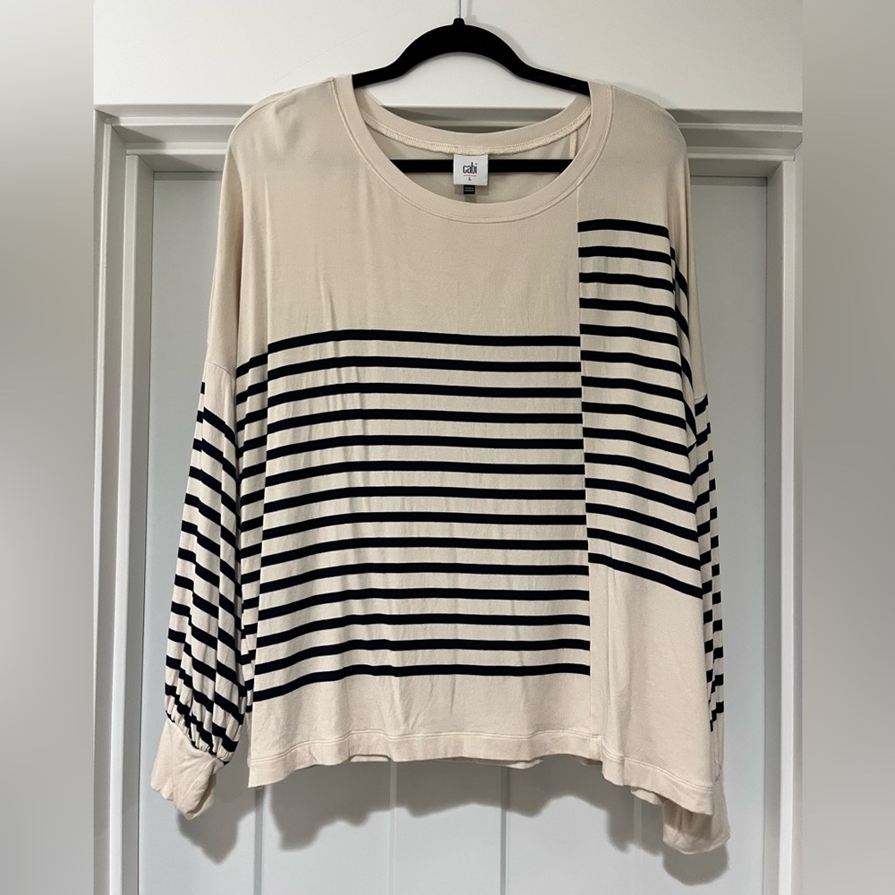 Cabi Boxy Striped Tee #4237 Size Large NWOT